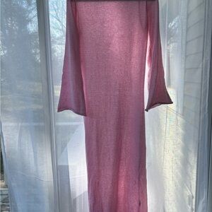 Pink bell sleeve maxi dress